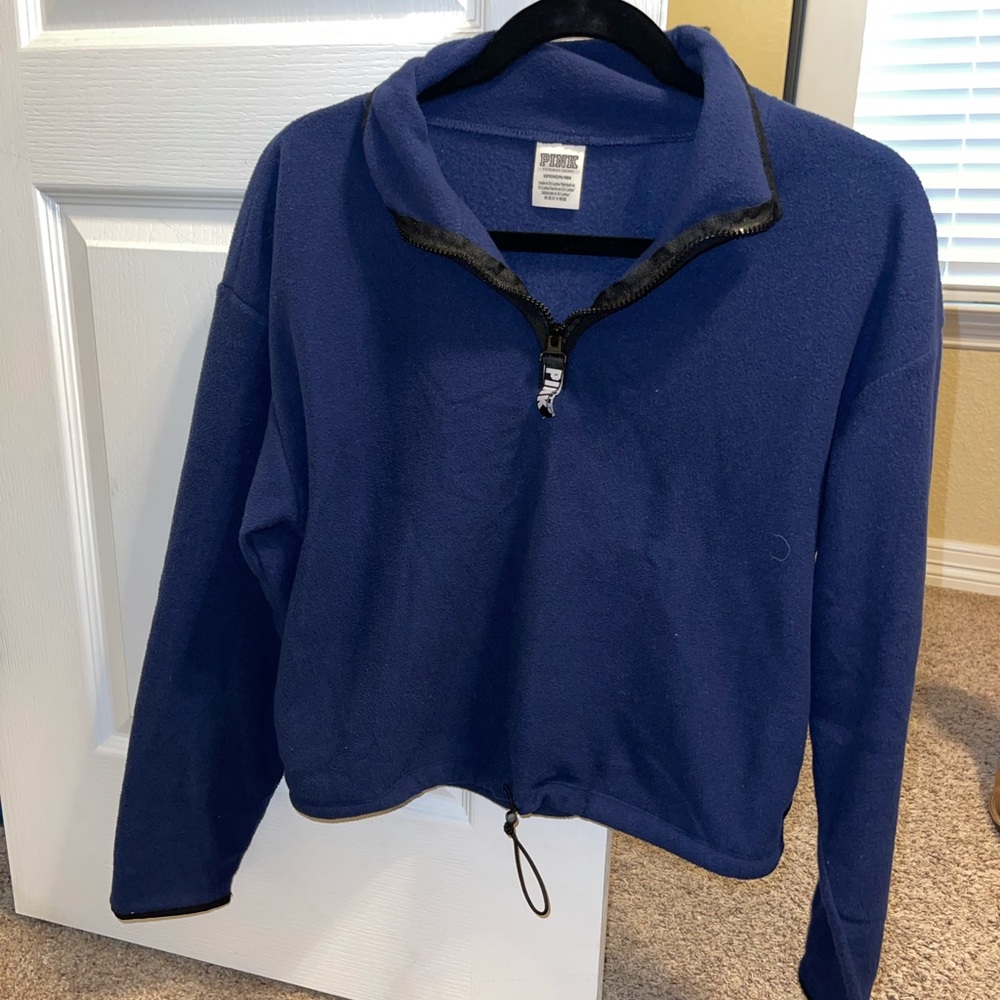 Pink Crop Fleece Sweater